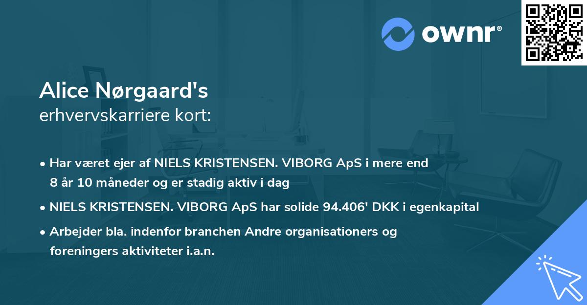 Alice Nørgaard's erhvervskarriere kort