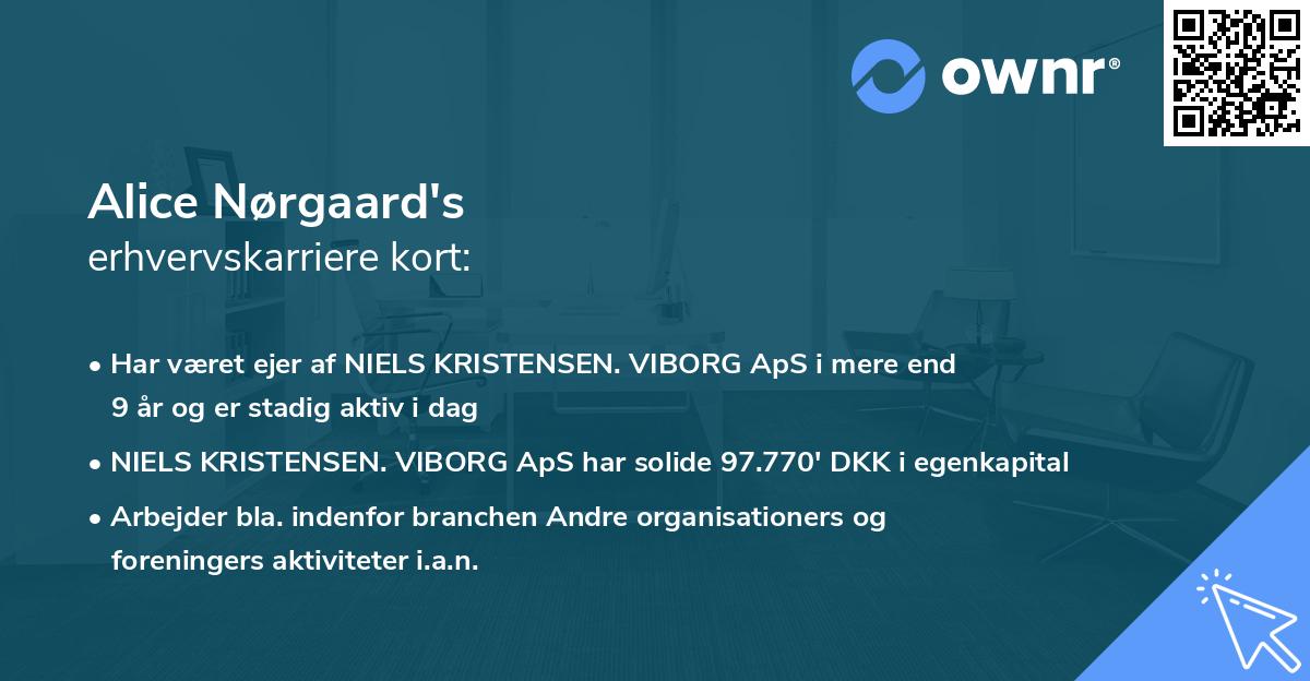 Alice Nørgaard's erhvervskarriere kort