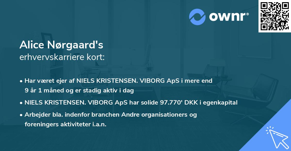Alice Nørgaard's erhvervskarriere kort