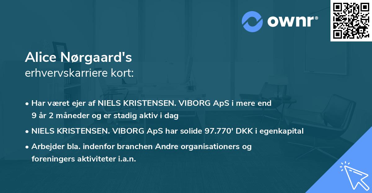 Alice Nørgaard's erhvervskarriere kort