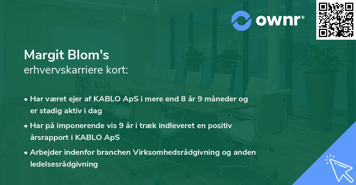 Margit Blom's erhvervskarriere kort