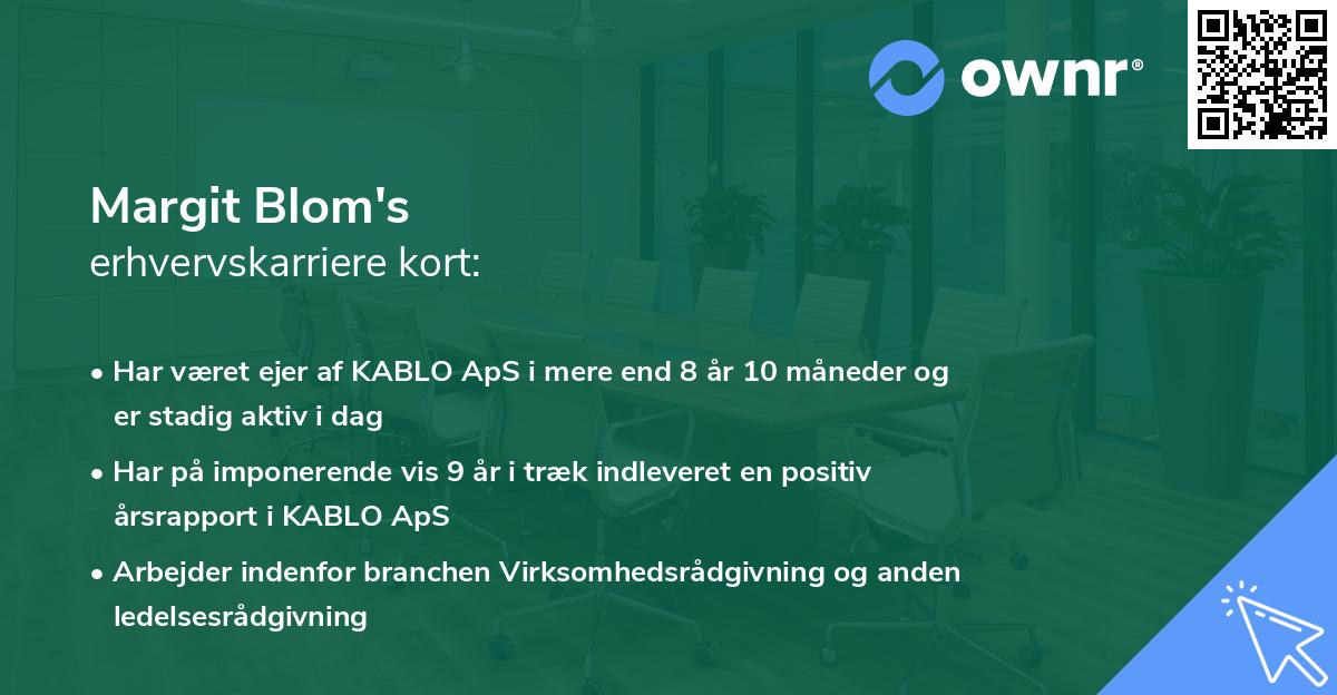 Margit Blom's erhvervskarriere kort