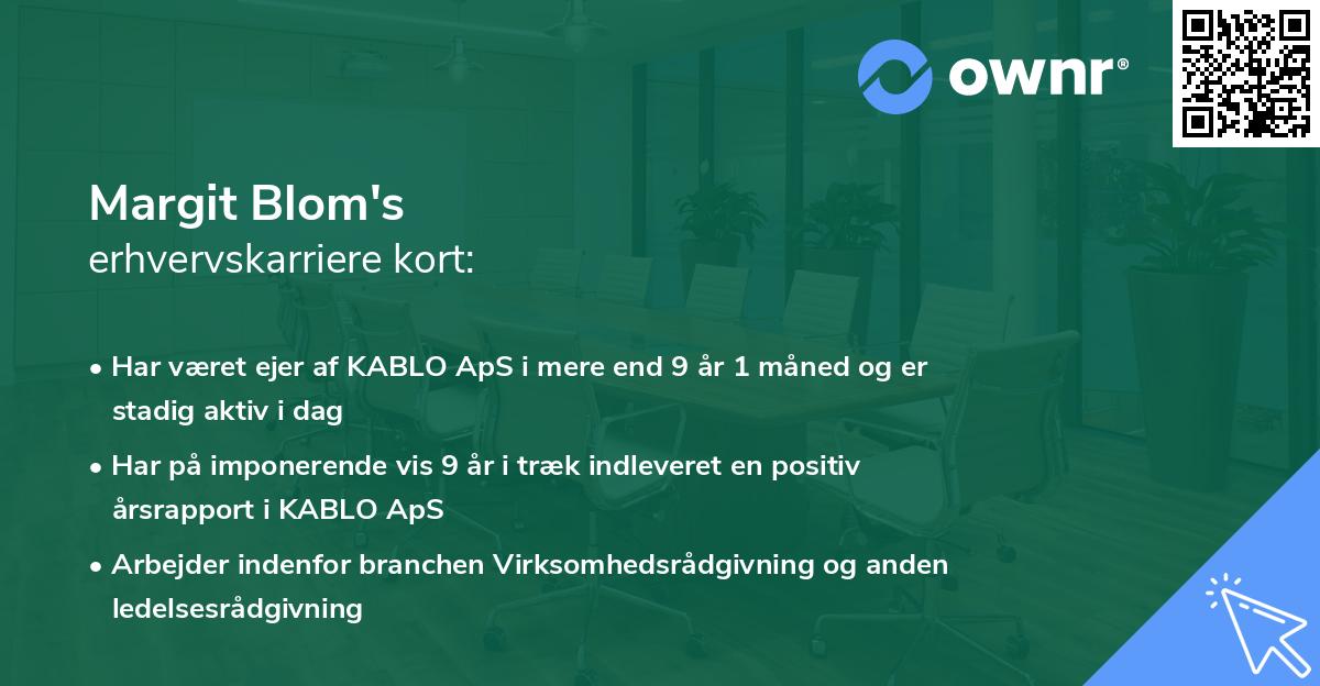 Margit Blom's erhvervskarriere kort