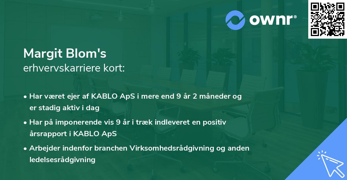 Margit Blom's erhvervskarriere kort