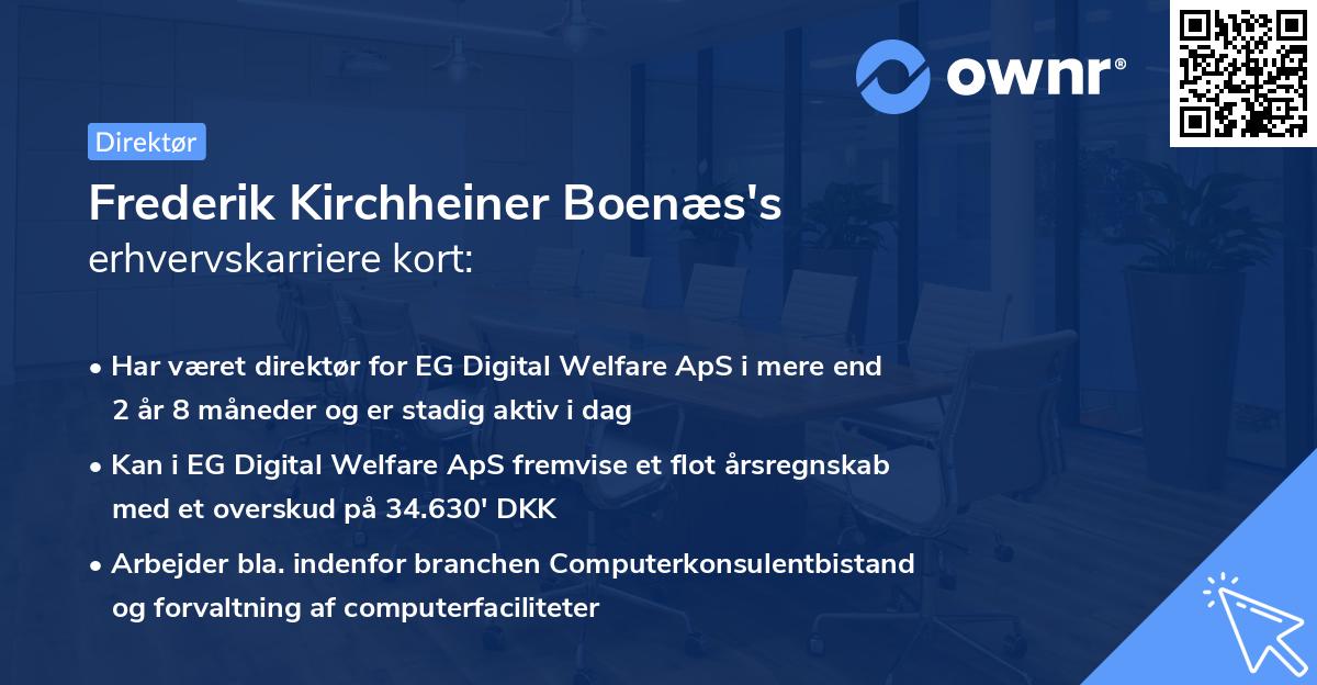 Frederik Kirchheiner Boenæs's erhvervskarriere kort