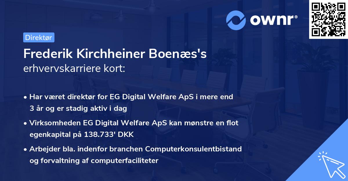 Frederik Kirchheiner Boenæs's erhvervskarriere kort