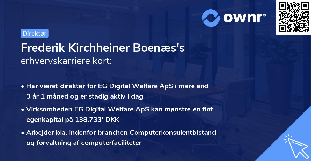 Frederik Kirchheiner Boenæs's erhvervskarriere kort