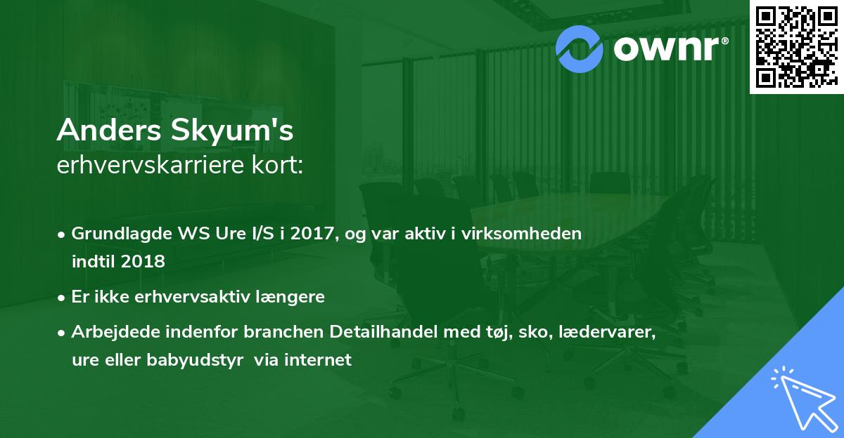 Anders Skyum's erhvervskarriere kort