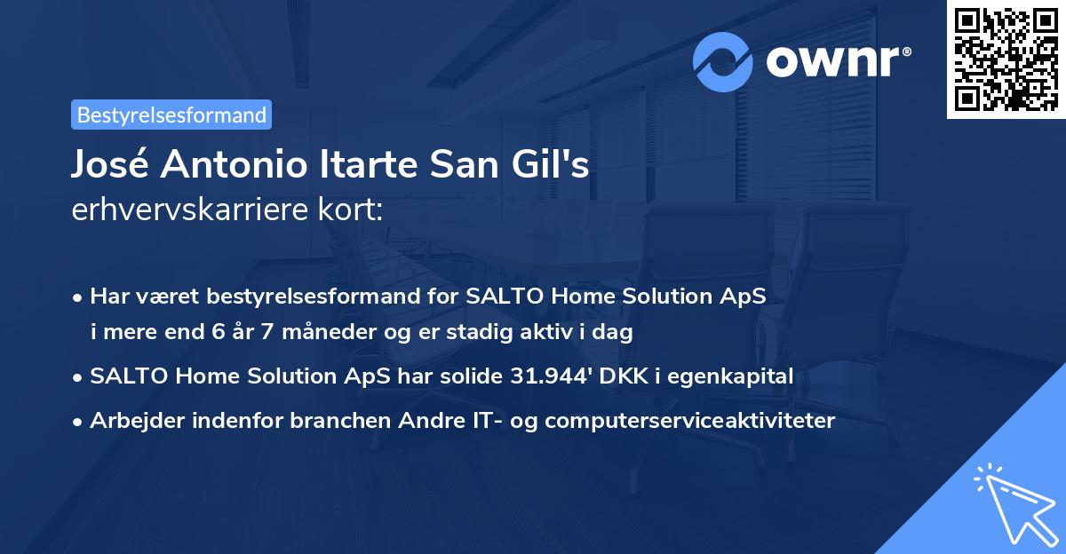 José Antonio Itarte San Gil's erhvervskarriere kort