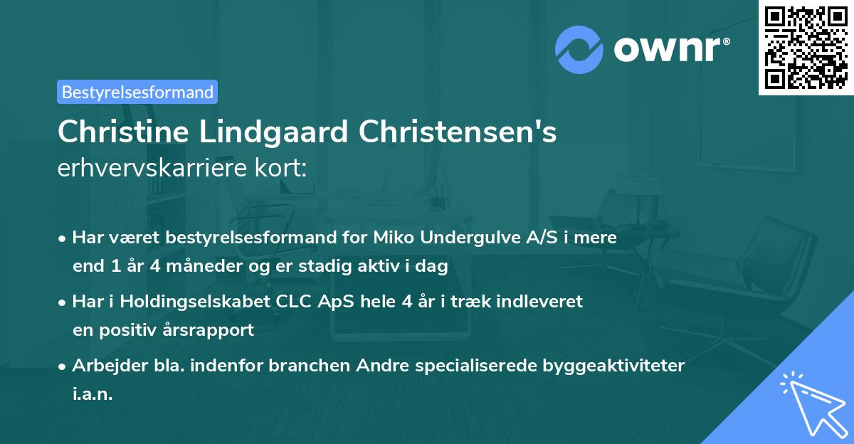 Christine Lindgaard Christensen's erhvervskarriere kort