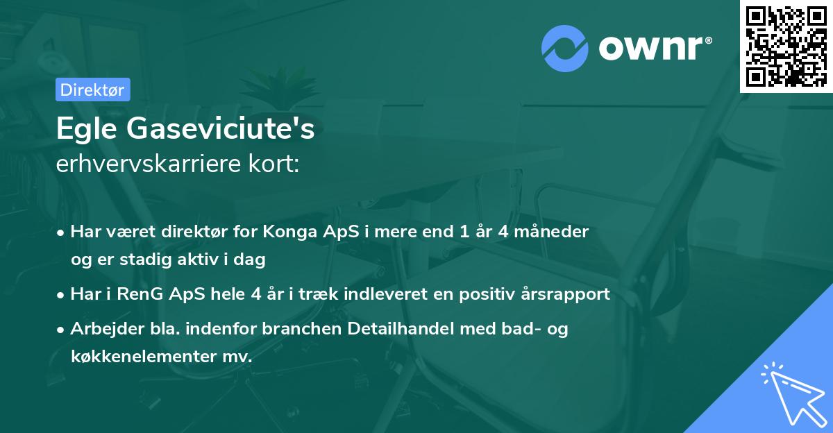 Egle Gaseviciute's erhvervskarriere kort