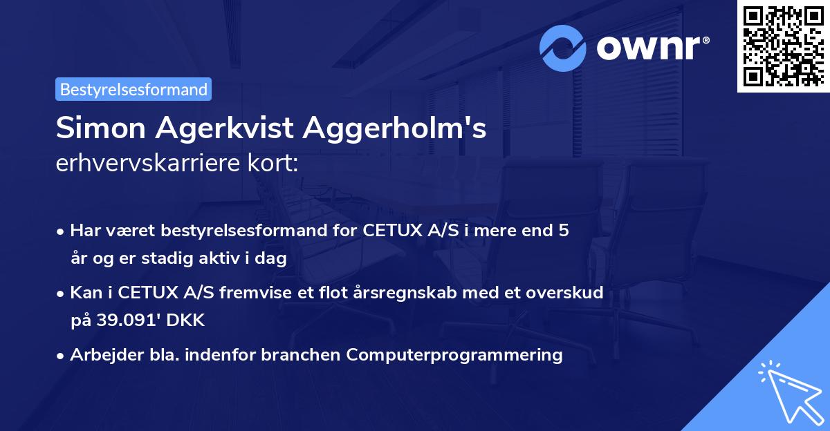 Simon Agerkvist Aggerholm's erhvervskarriere kort
