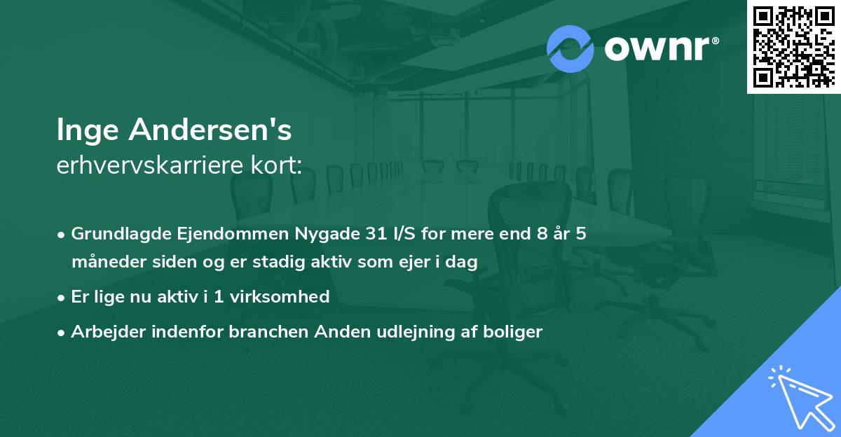 Inge Andersen's erhvervskarriere kort