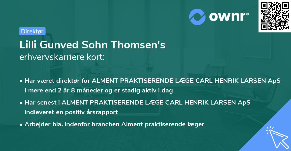 Lilli Gunved Sohn Thomsen's erhvervskarriere kort