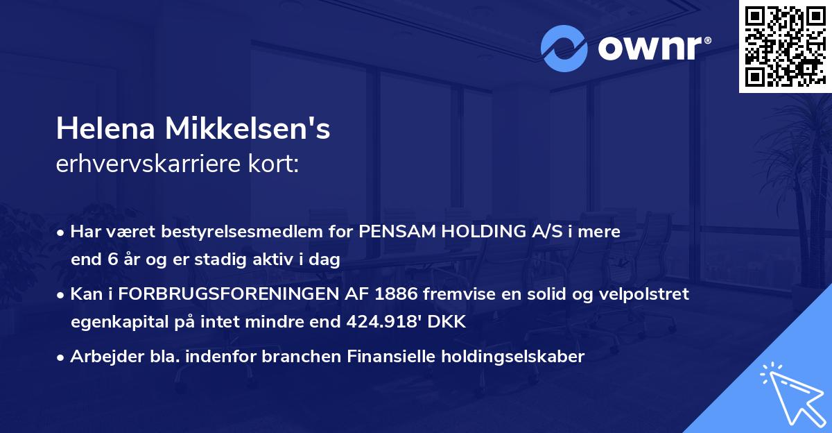 Helena Mikkelsen's erhvervskarriere kort