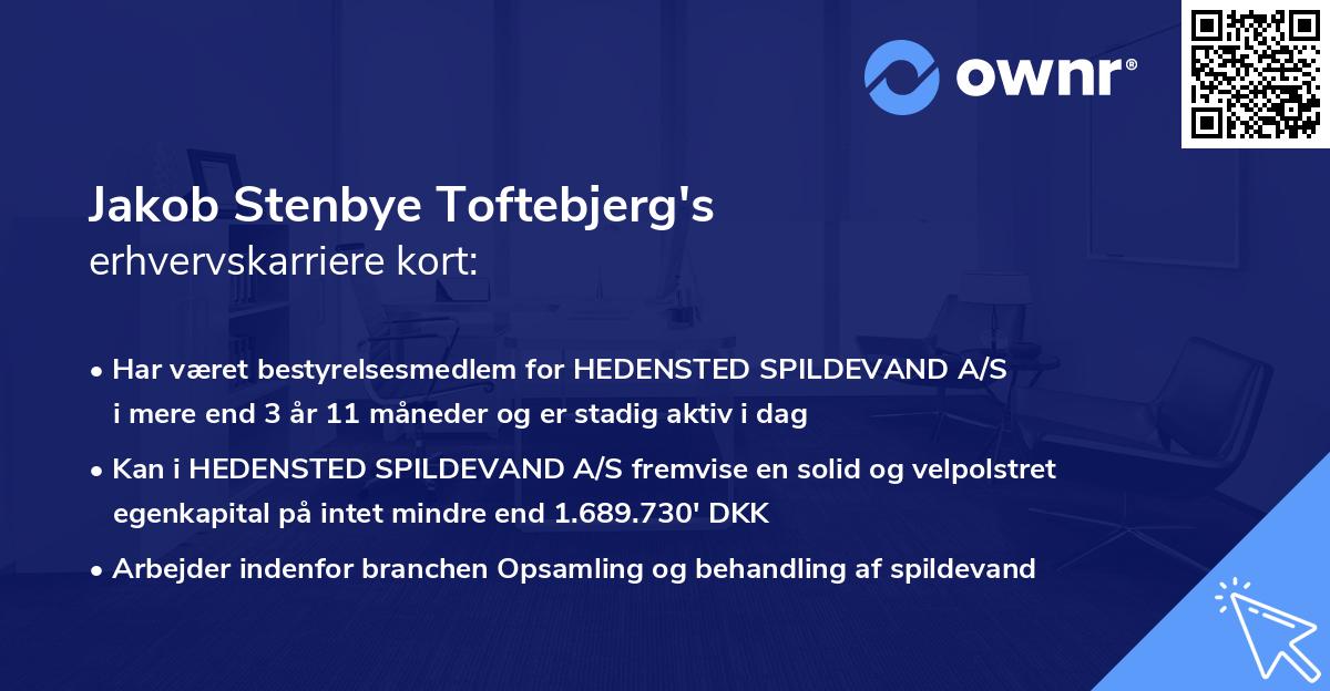 Jakob Stenbye Toftebjerg's erhvervskarriere kort
