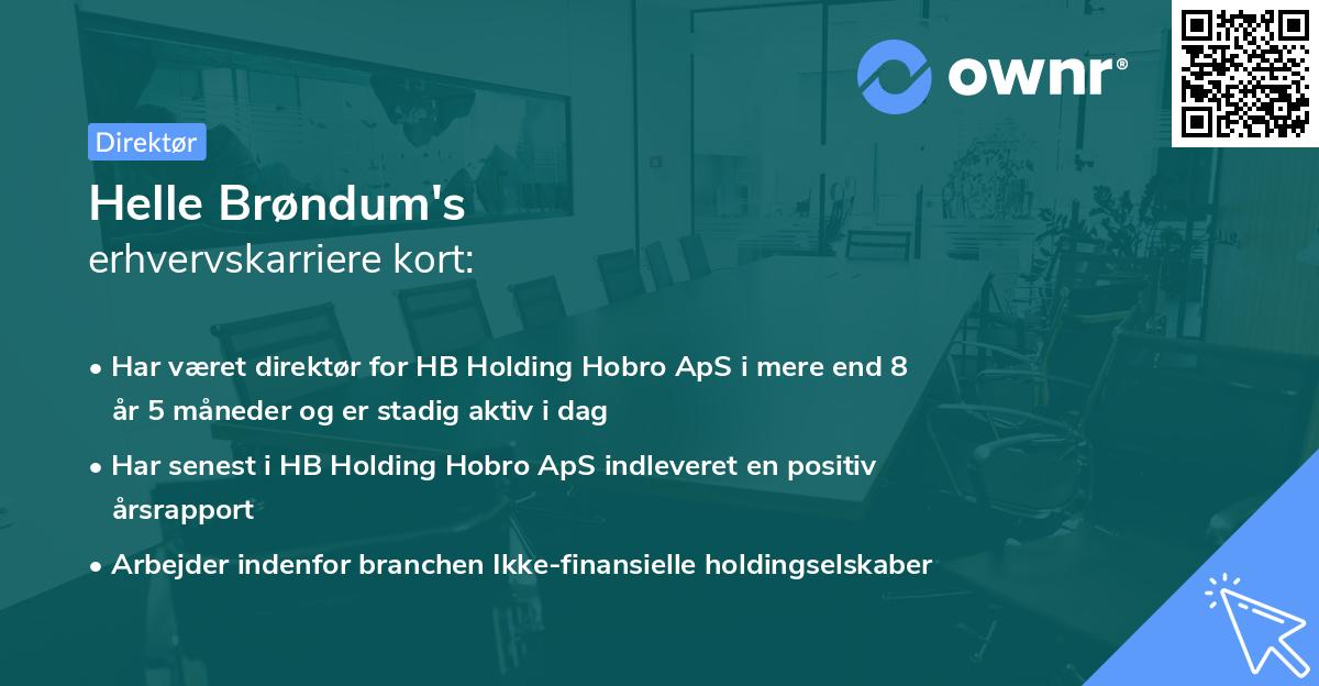 Helle Brøndum's erhvervskarriere kort