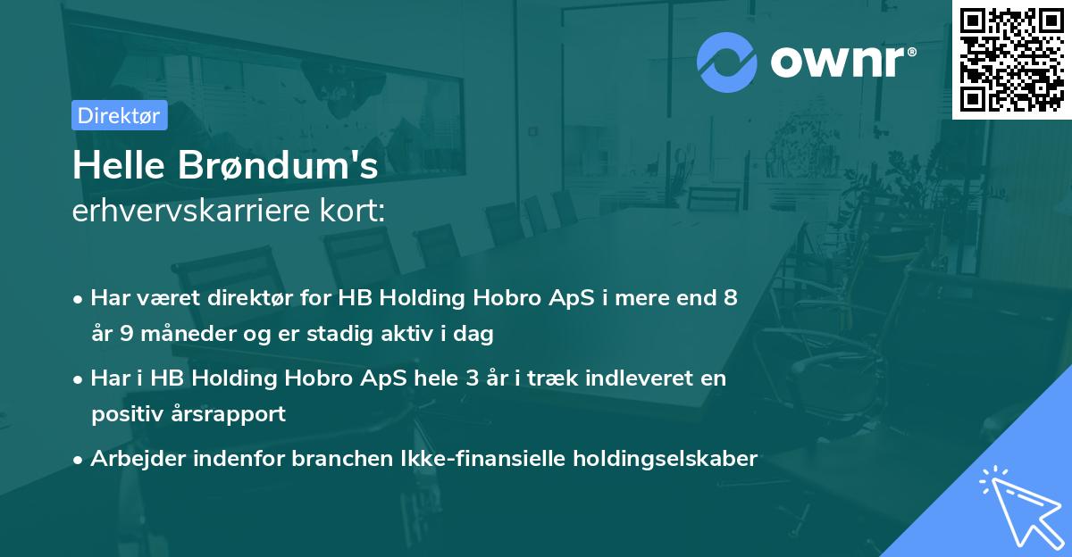 Helle Brøndum's erhvervskarriere kort