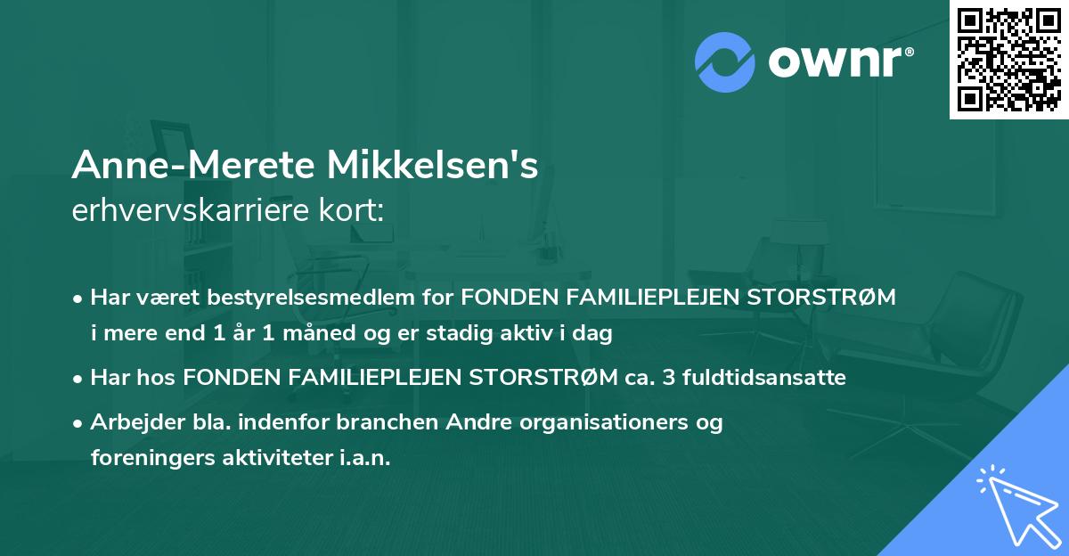 Anne-Merete Mikkelsen's erhvervskarriere kort