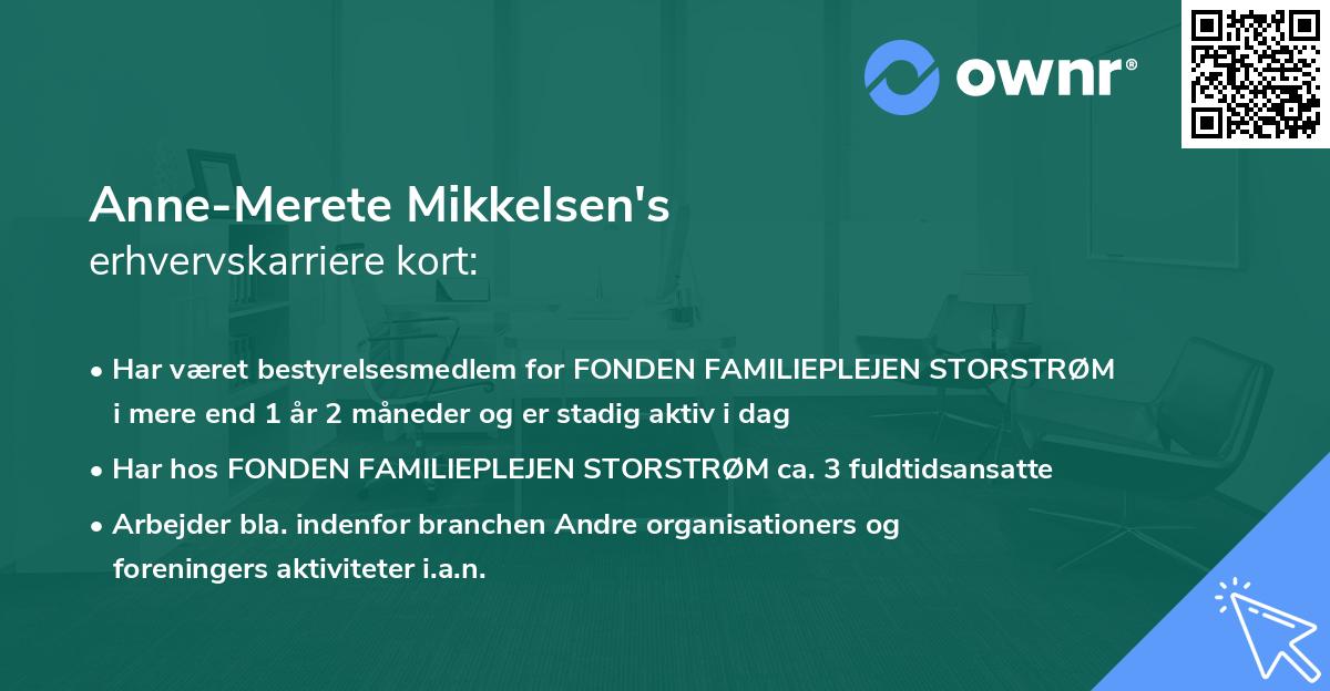 Anne-Merete Mikkelsen's erhvervskarriere kort