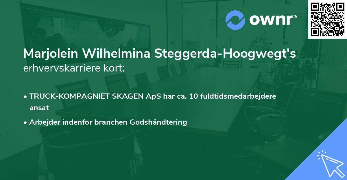 Marjolein Wilhelmina Steggerda-Hoogwegt's erhvervskarriere kort