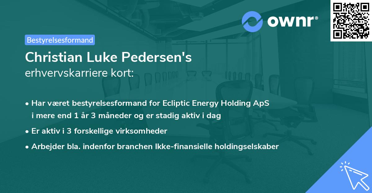 Christian Luke Pedersen's erhvervskarriere kort