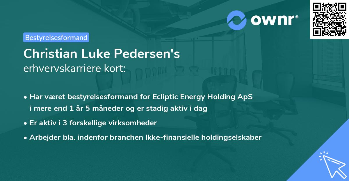 Christian Luke Pedersen's erhvervskarriere kort