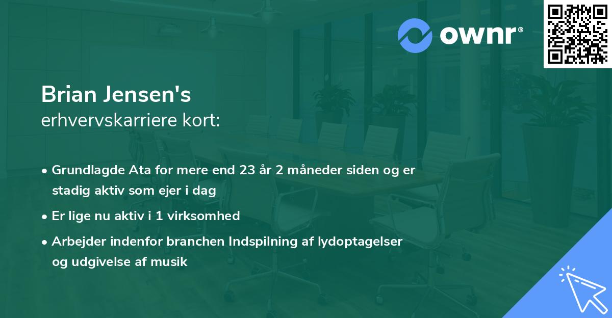 Brian Jensen's erhvervskarriere kort