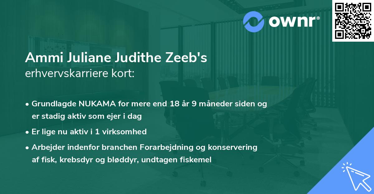 Ammi Juliane Judithe Zeeb's erhvervskarriere kort