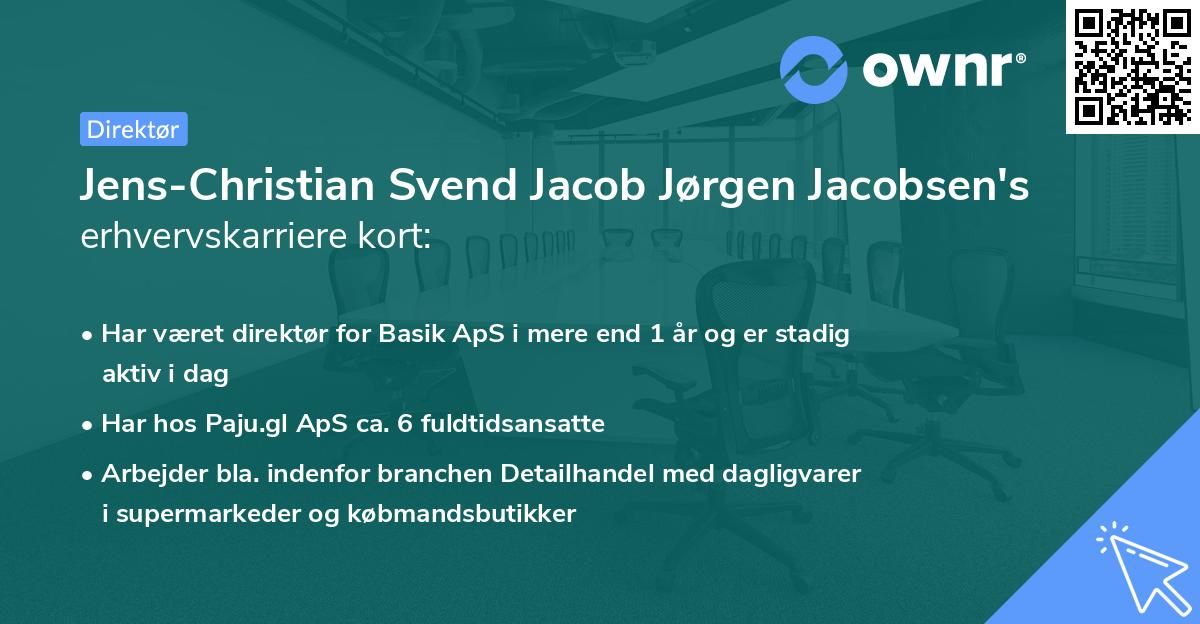 Jens-Christian Svend Jacob Jørgen Jacobsen's erhvervskarriere kort