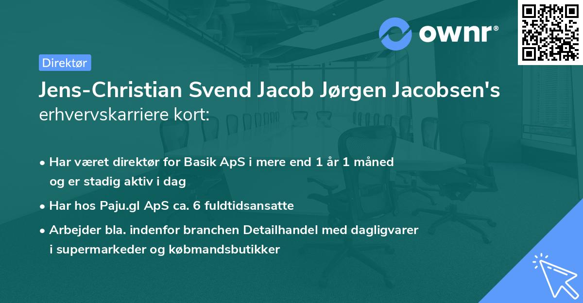 Jens-Christian Svend Jacob Jørgen Jacobsen's erhvervskarriere kort