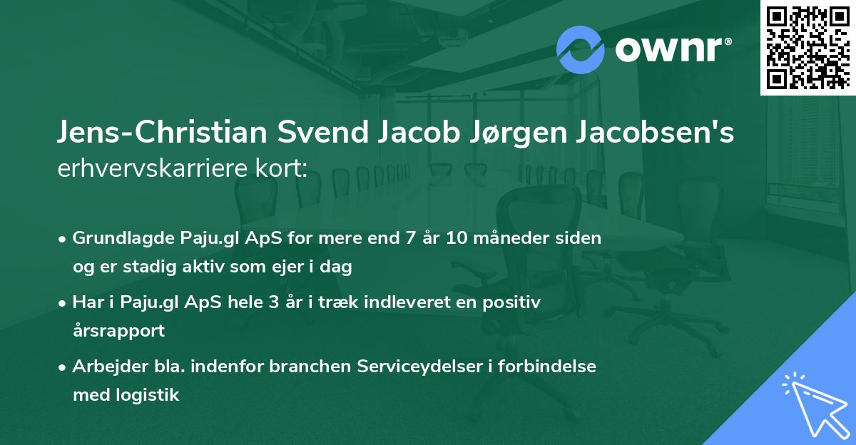 Jens-Christian Svend Jacob Jørgen Jacobsen's erhvervskarriere kort