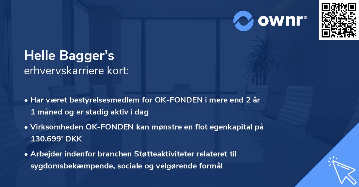 Helle Bagger's erhvervskarriere kort