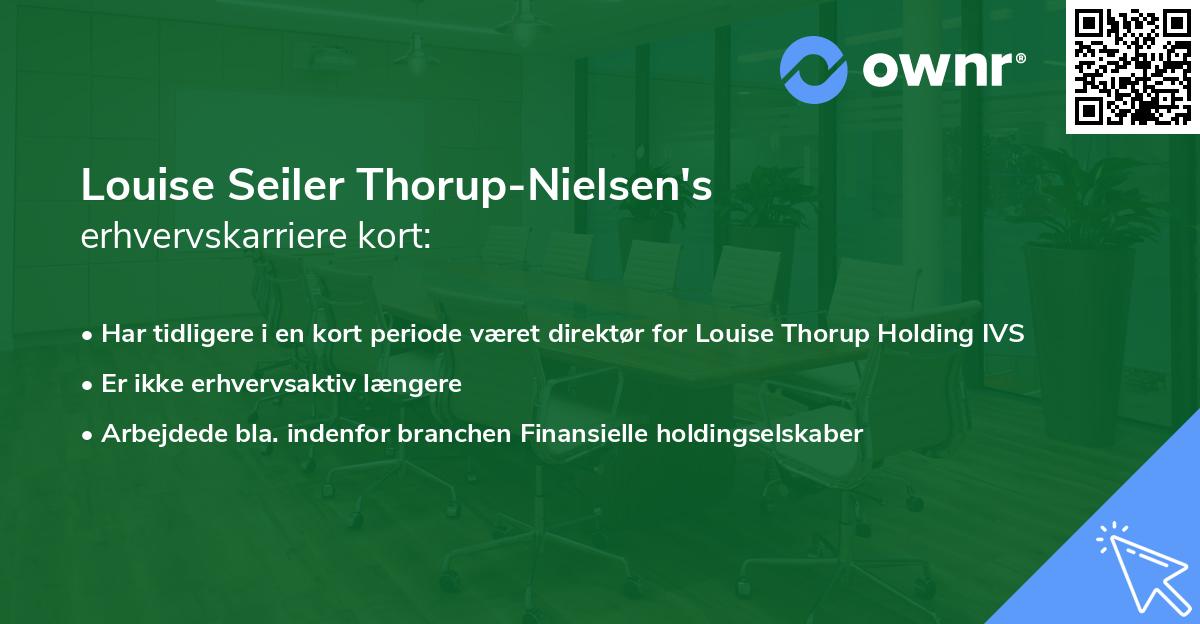 Louise Seiler Thorup-Nielsen's erhvervskarriere kort