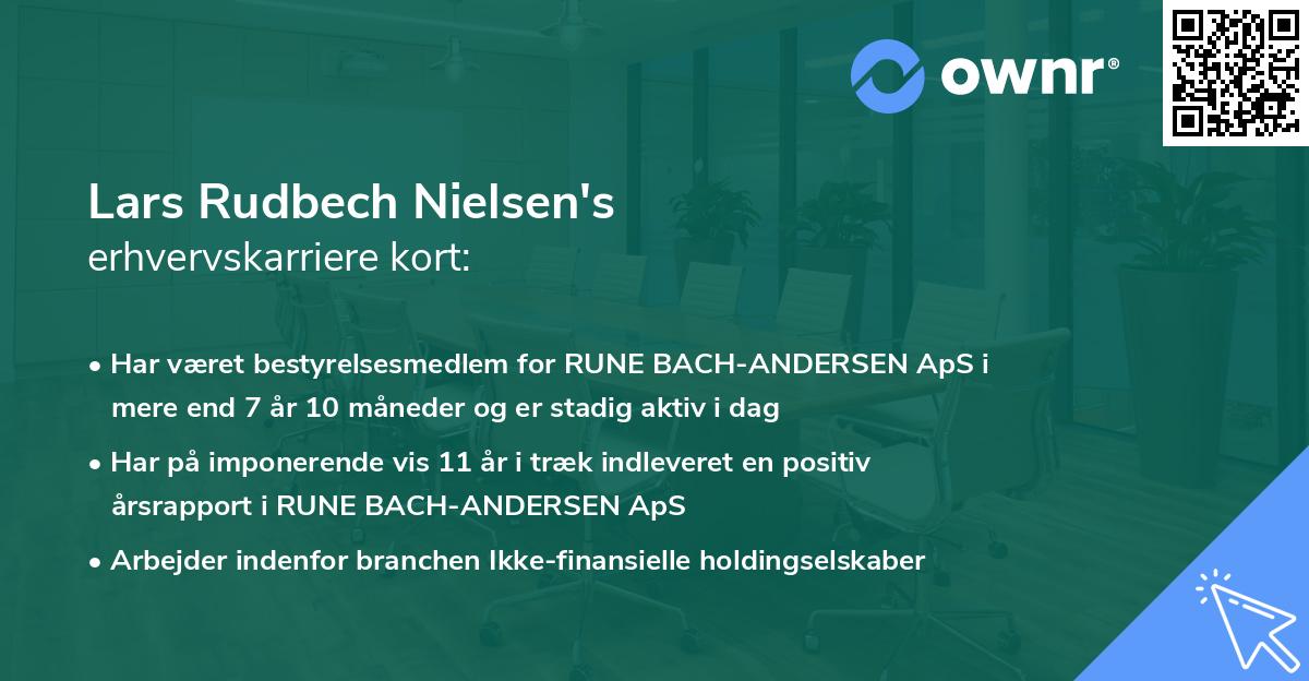 Lars Rudbech Nielsen's erhvervskarriere kort