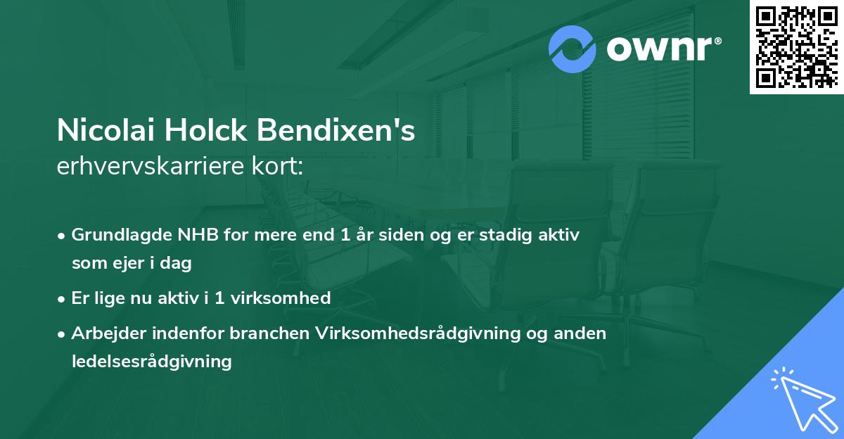 Nicolai Holck Bendixen's erhvervskarriere kort