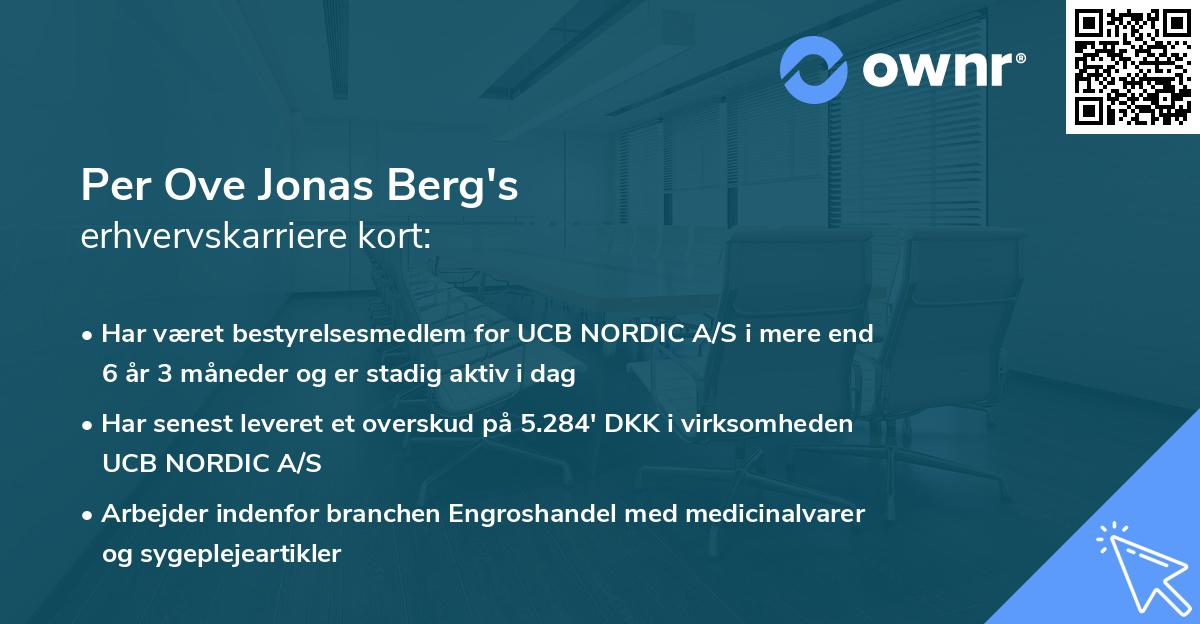 Per Ove Jonas Berg's erhvervskarriere kort