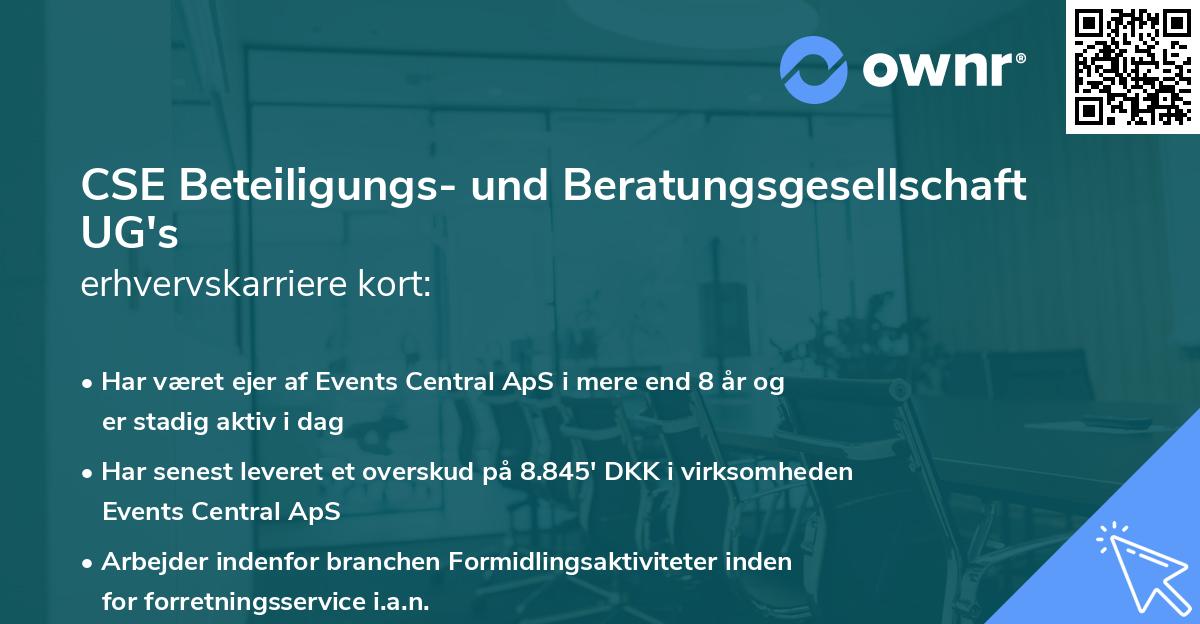 CSE Beteiligungs- und Beratungsgesellschaft UG's erhvervskarriere kort