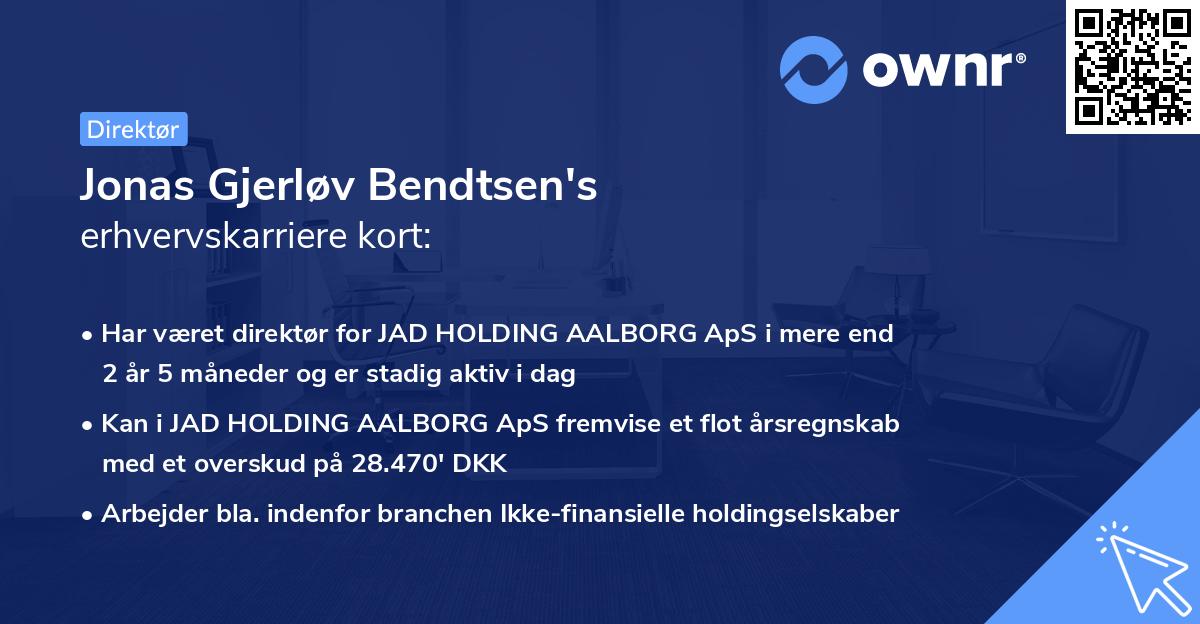 Jonas Gjerløv Bendtsen's erhvervskarriere kort