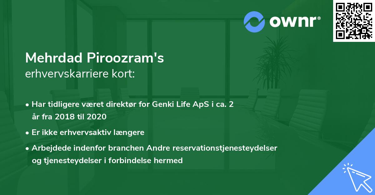 Mehrdad Piroozram's erhvervskarriere kort