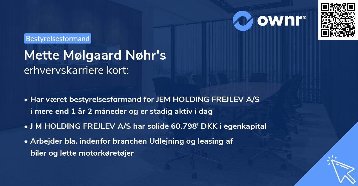 Mette Mølgaard Nøhr's erhvervskarriere kort