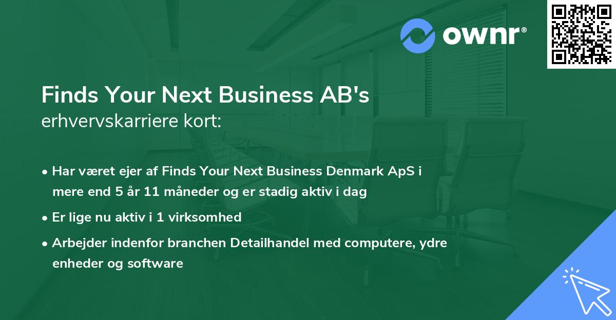 Finds Your Next Business AB's erhvervskarriere kort