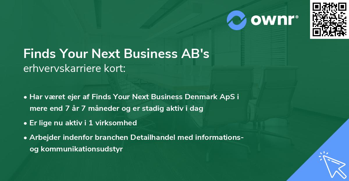 Finds Your Next Business AB's erhvervskarriere kort