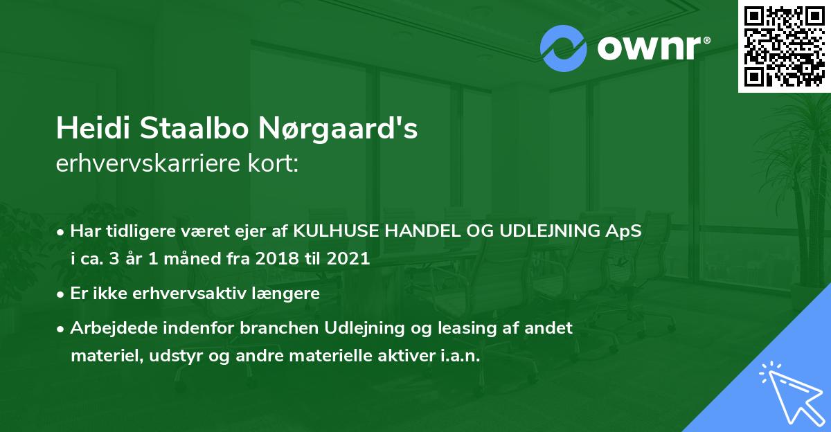 Heidi Staalbo Nørgaard's erhvervskarriere kort