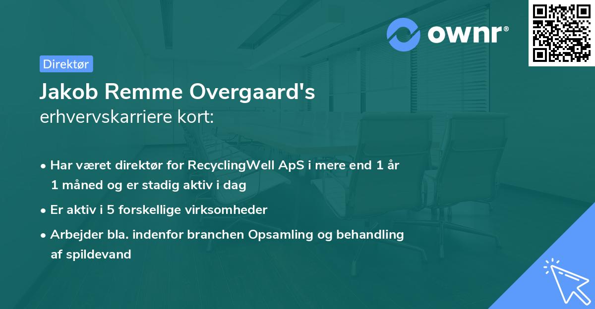Jakob Remme Overgaard's erhvervskarriere kort