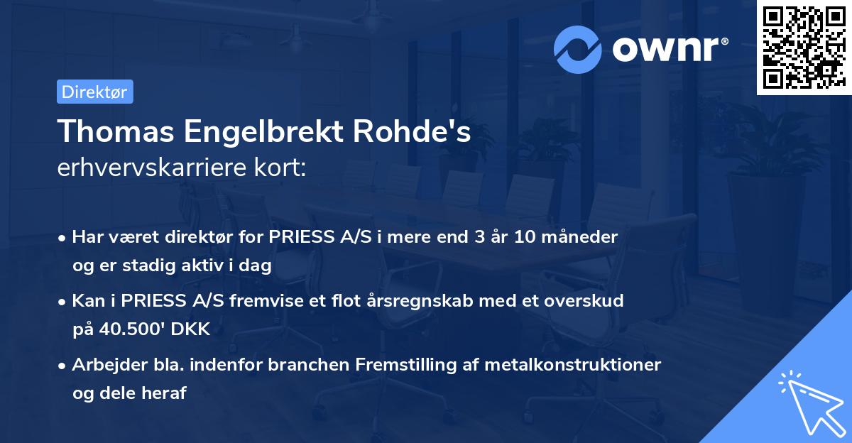 Thomas Engelbrekt Rohde's erhvervskarriere kort
