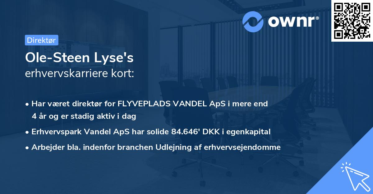 Ole-Steen Lyse's erhvervskarriere kort