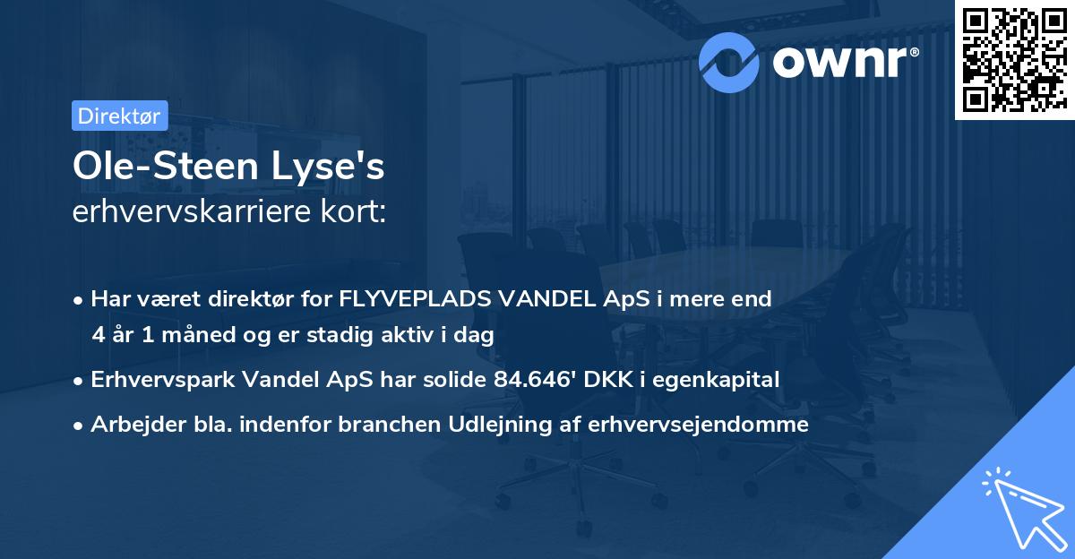 Ole-Steen Lyse's erhvervskarriere kort