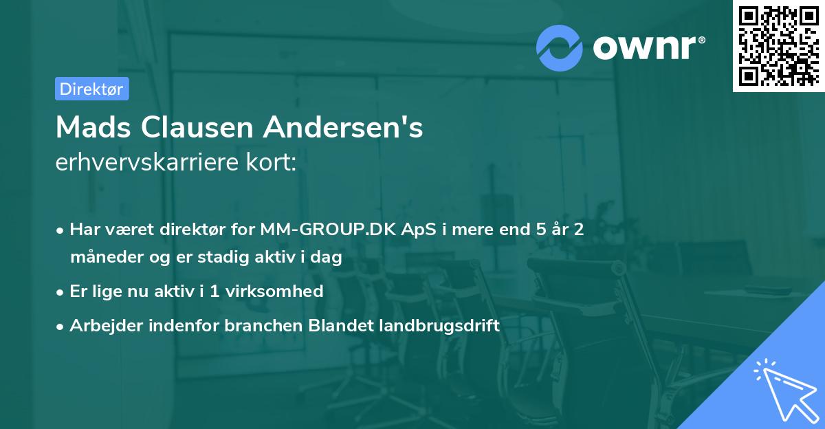 Mads Clausen Andersen's erhvervskarriere kort