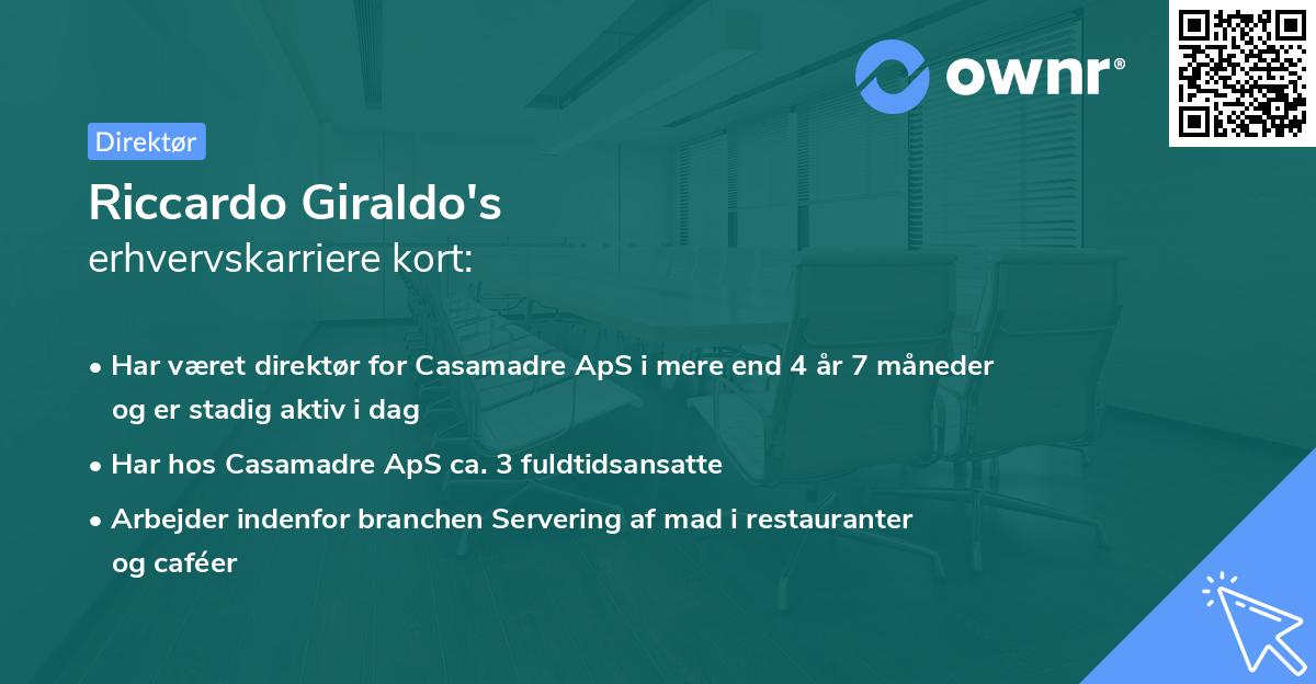 Riccardo Giraldo's erhvervskarriere kort